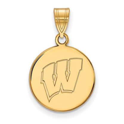 Vergoldet Sterlingsilber Logoart University Of Wisconsin Buchstabe W Mittel Plättchen Anhänger