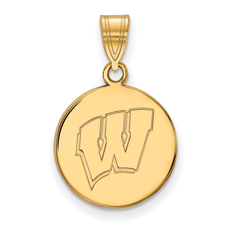 14K Gelbgold Logoart University Of Wisconsin Buchstabe W Mittel Plättchen Anhänger