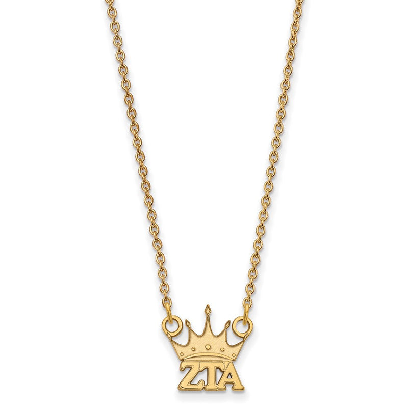 Vergoldet Sterlingsilber Logoart Zeta Tau Alpha Sorority Symbol Extra Klein Anhänger 18 Zoll Halskette