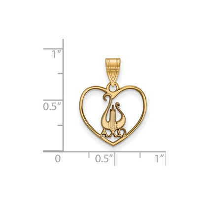 Vergoldet Sterlingsilber Logoart Alpha Chi Omega Sorority Symbol Herz Anhänger