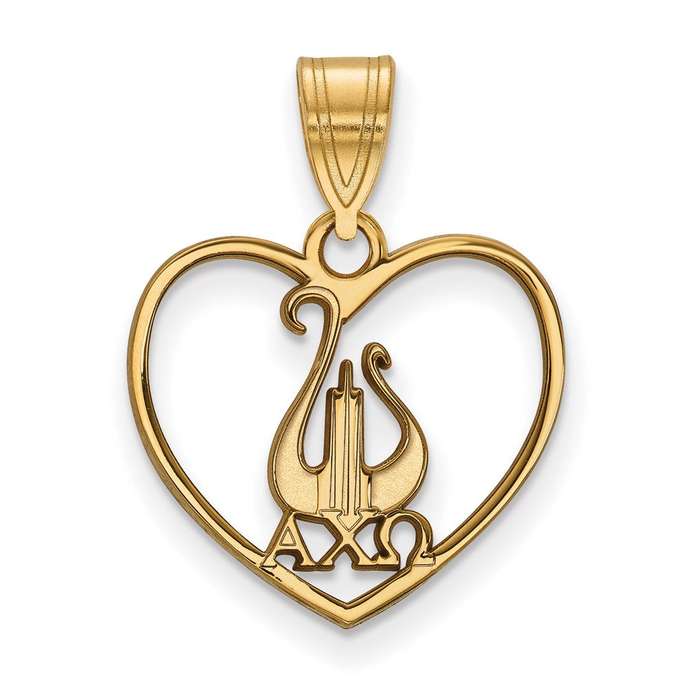 Vergoldet Sterlingsilber Logoart Alpha Chi Omega Sorority Symbol Herz Anhänger
