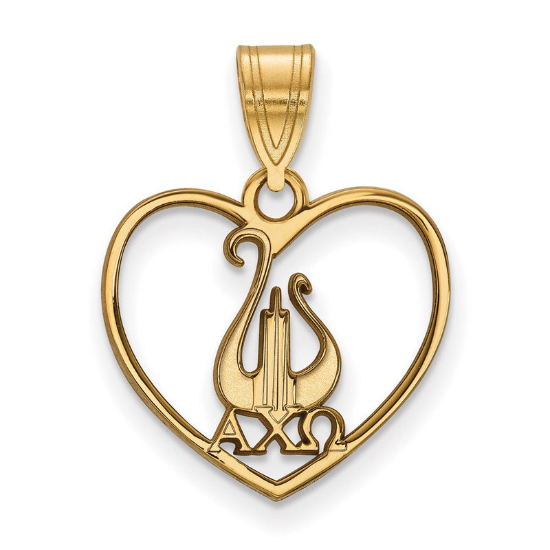 Vergoldet Sterlingsilber Logoart Alpha Chi Omega Sorority Symbol Herz Anhänger