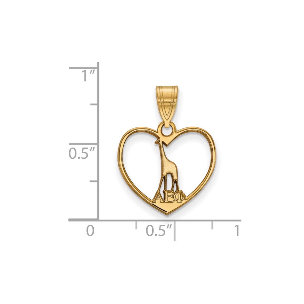 Vergoldet Sterlingsilber Logoart Alpha Epsilon Phi Sorority Symbol Herz Anhänger