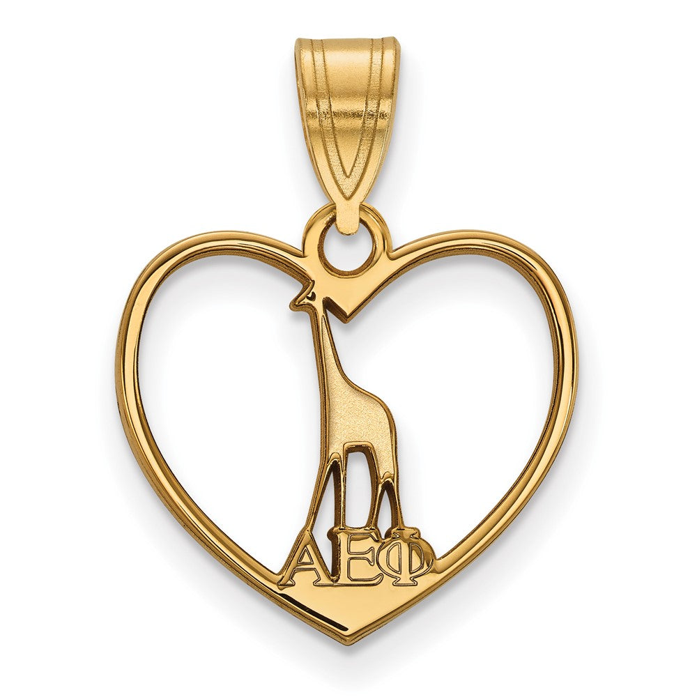 Vergoldet Sterlingsilber Logoart Alpha Epsilon Phi Sorority Symbol Herz Anhänger