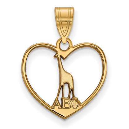 Vergoldet Sterlingsilber Logoart Alpha Epsilon Phi Sorority Symbol Herz Anhänger