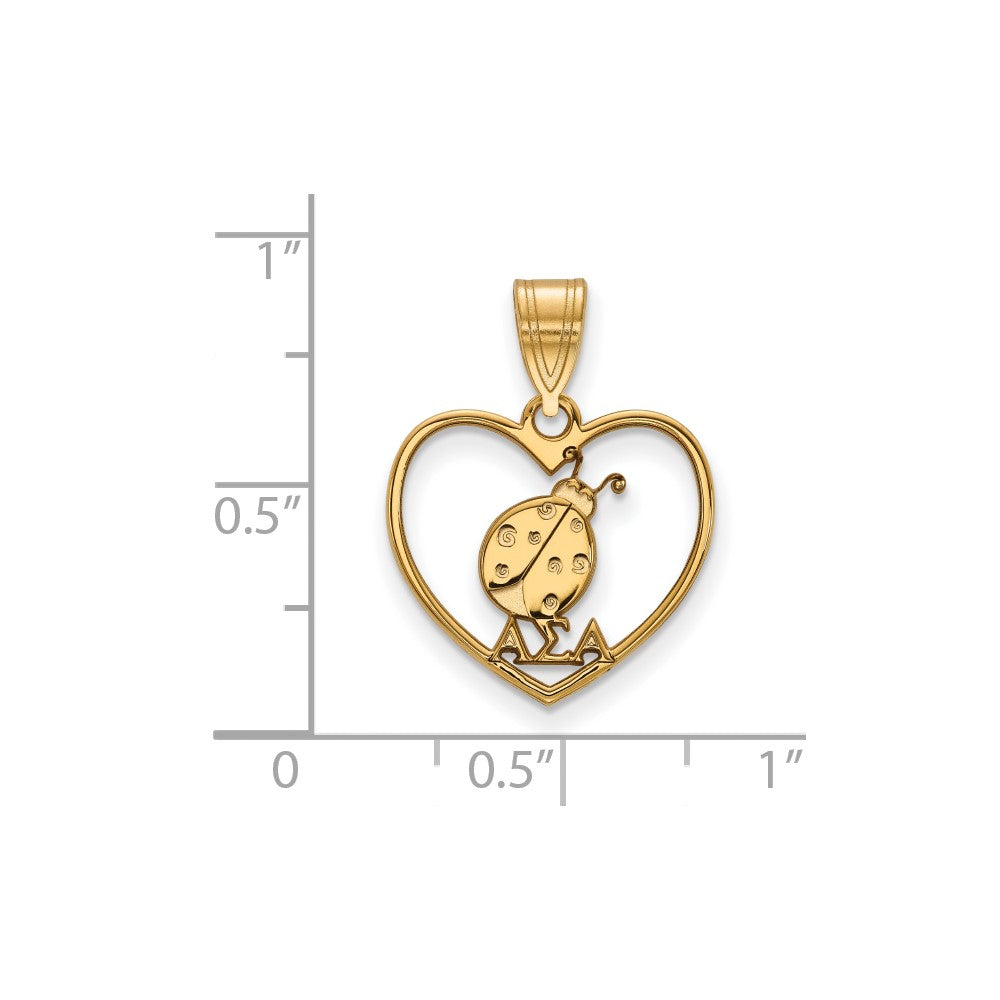 Vergoldet Sterlingsilber Logoart Alpha Sigma Sorority Symbol Herz Anhänger