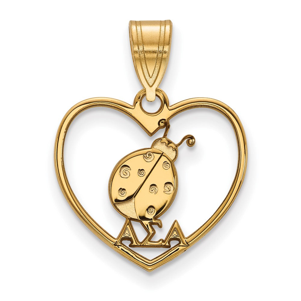 Vergoldet Sterlingsilber Logoart Alpha Sigma Sorority Symbol Herz Anhänger
