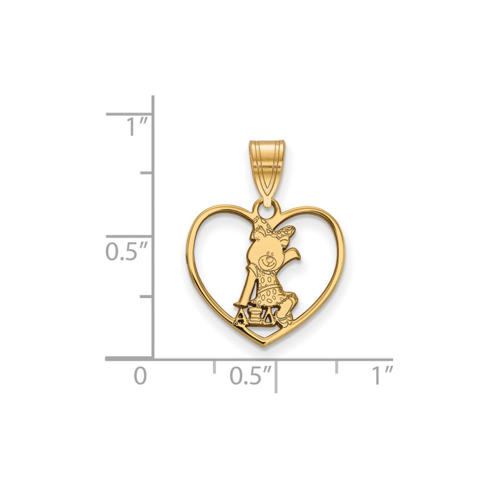 Vergoldet Sterlingsilber Logoart Alpha Xi Delta Sorority Symbol Herz Anhänger