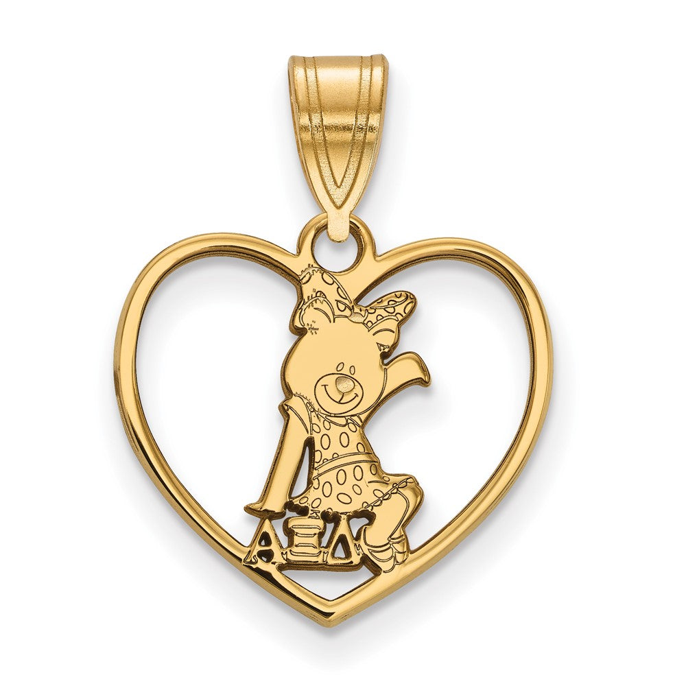 Vergoldet Sterlingsilber Logoart Alpha Xi Delta Sorority Symbol Herz Anhänger
