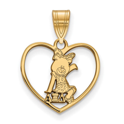 Vergoldet Sterlingsilber Logoart Alpha Xi Delta Sorority Symbol Herz Anhänger