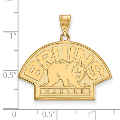 Vergoldet Sterlingsilber Nhl Logoart Boston Bruins Groß Anhänger