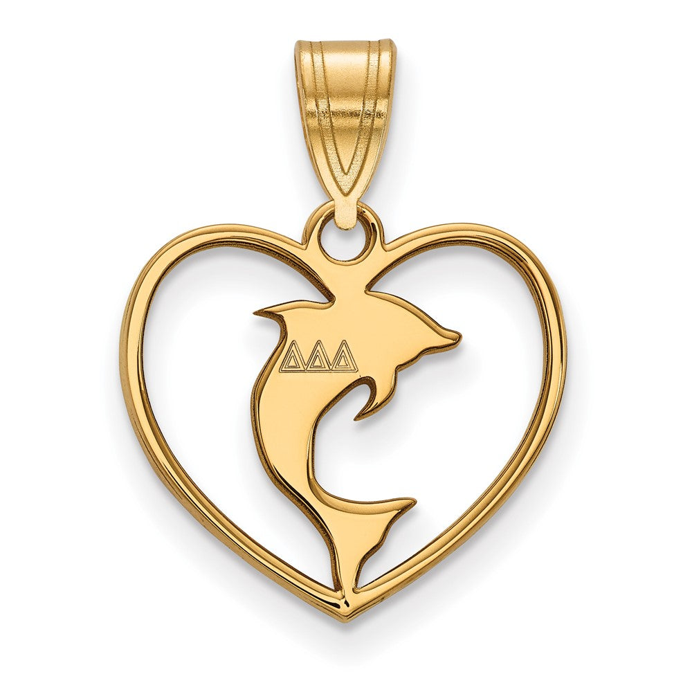 Vergoldet Sterlingsilber Logoart Delta Sorority Symbol Herz Anhänger