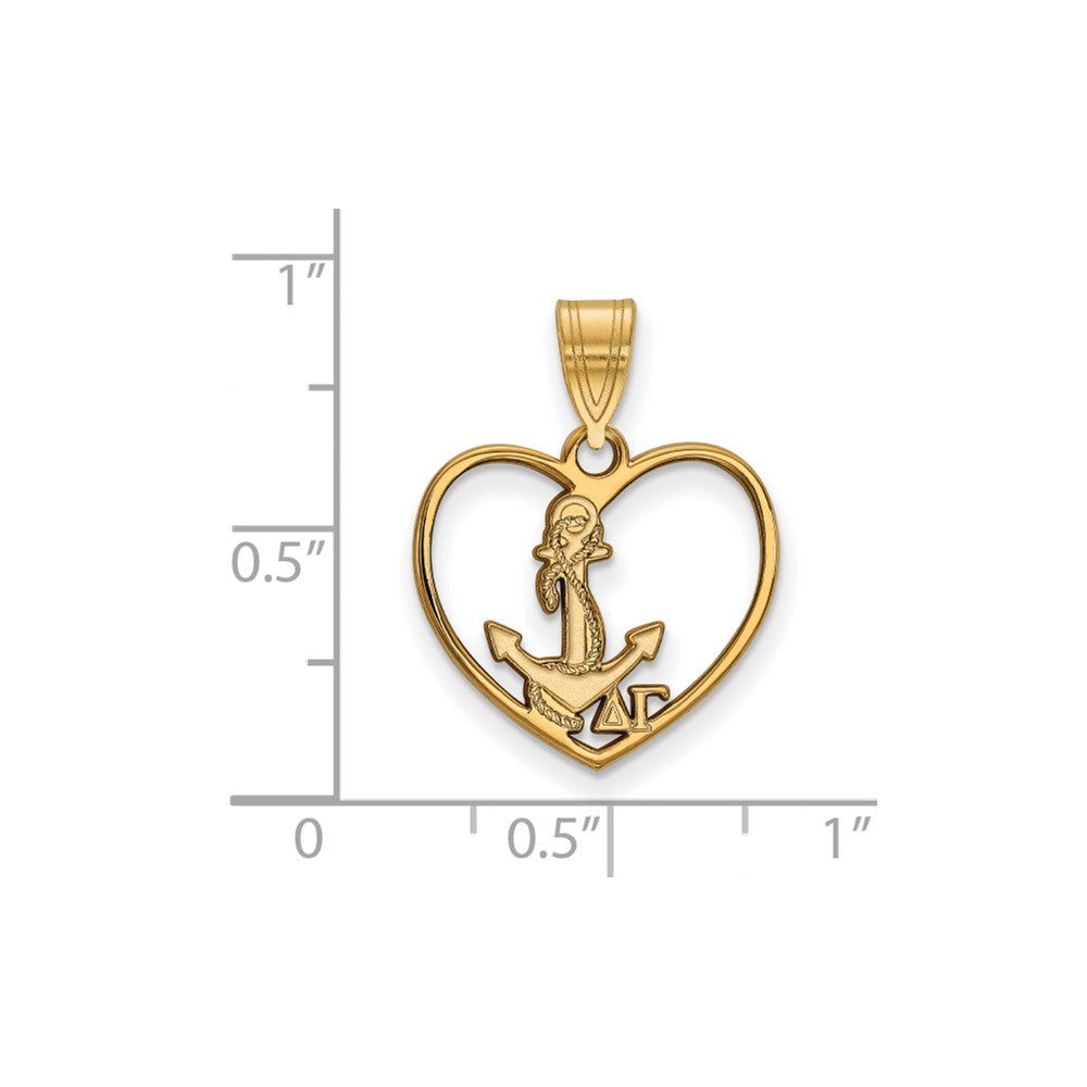 Vergoldet Sterlingsilber Logoart Delta Gamma Sorority Symbol Herz Anhänger