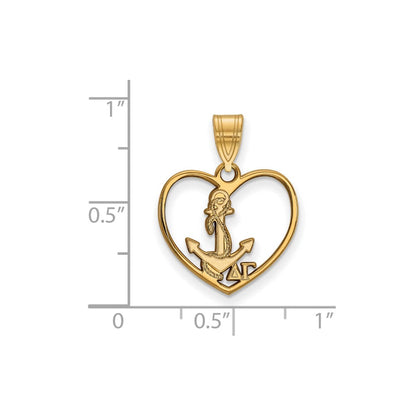 Vergoldet Sterlingsilber Logoart Delta Gamma Sorority Symbol Herz Anhänger