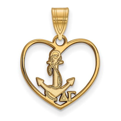 Vergoldet Sterlingsilber Logoart Delta Gamma Sorority Symbol Herz Anhänger