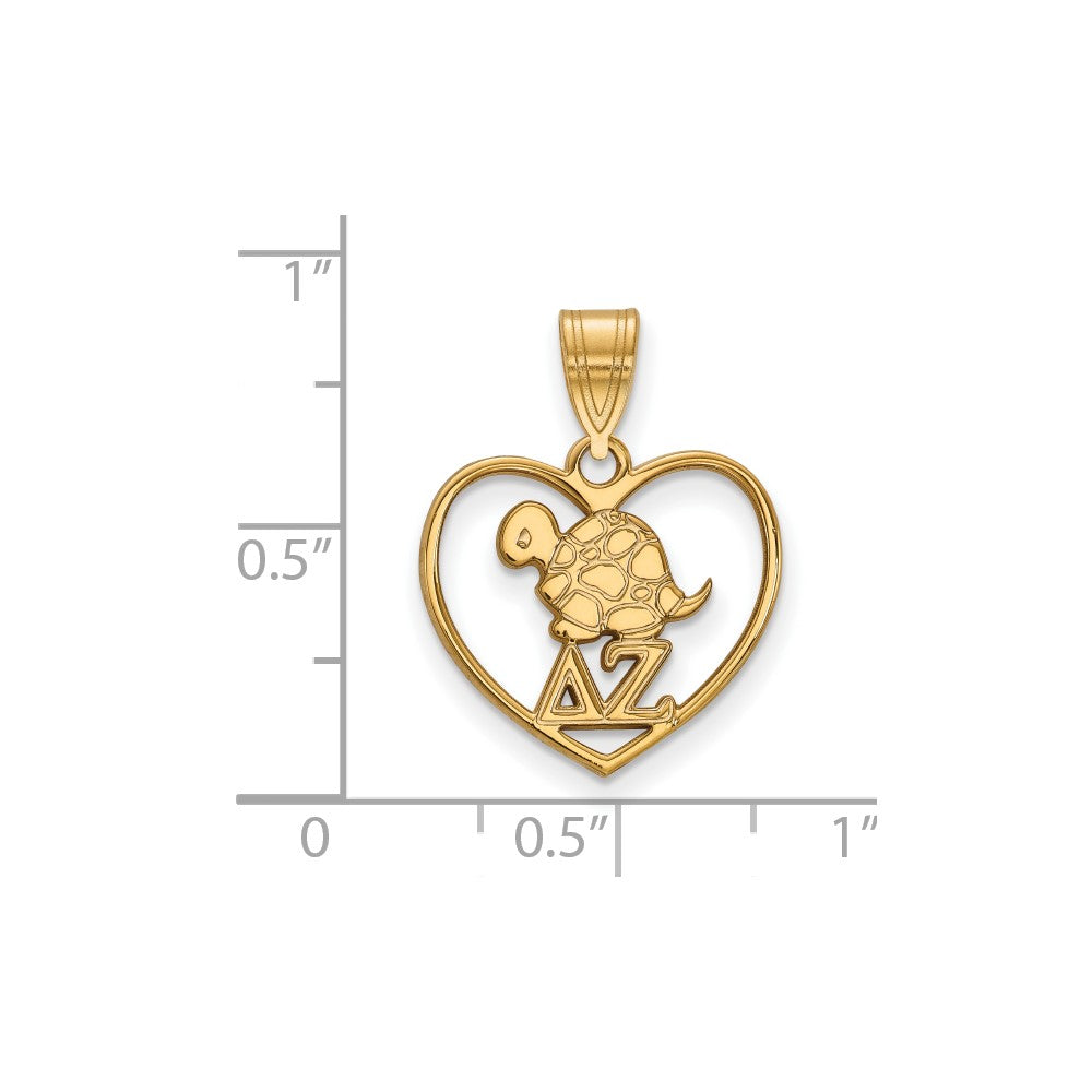 Vergoldet Sterlingsilber Logoart Delta Zeta Sorority Symbol Herz Anhänger