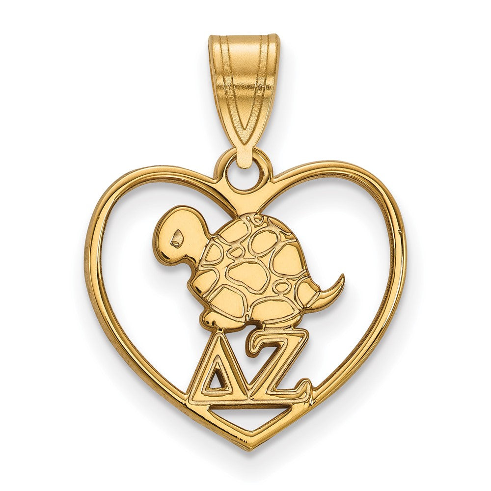 Vergoldet Sterlingsilber Logoart Delta Zeta Sorority Symbol Herz Anhänger