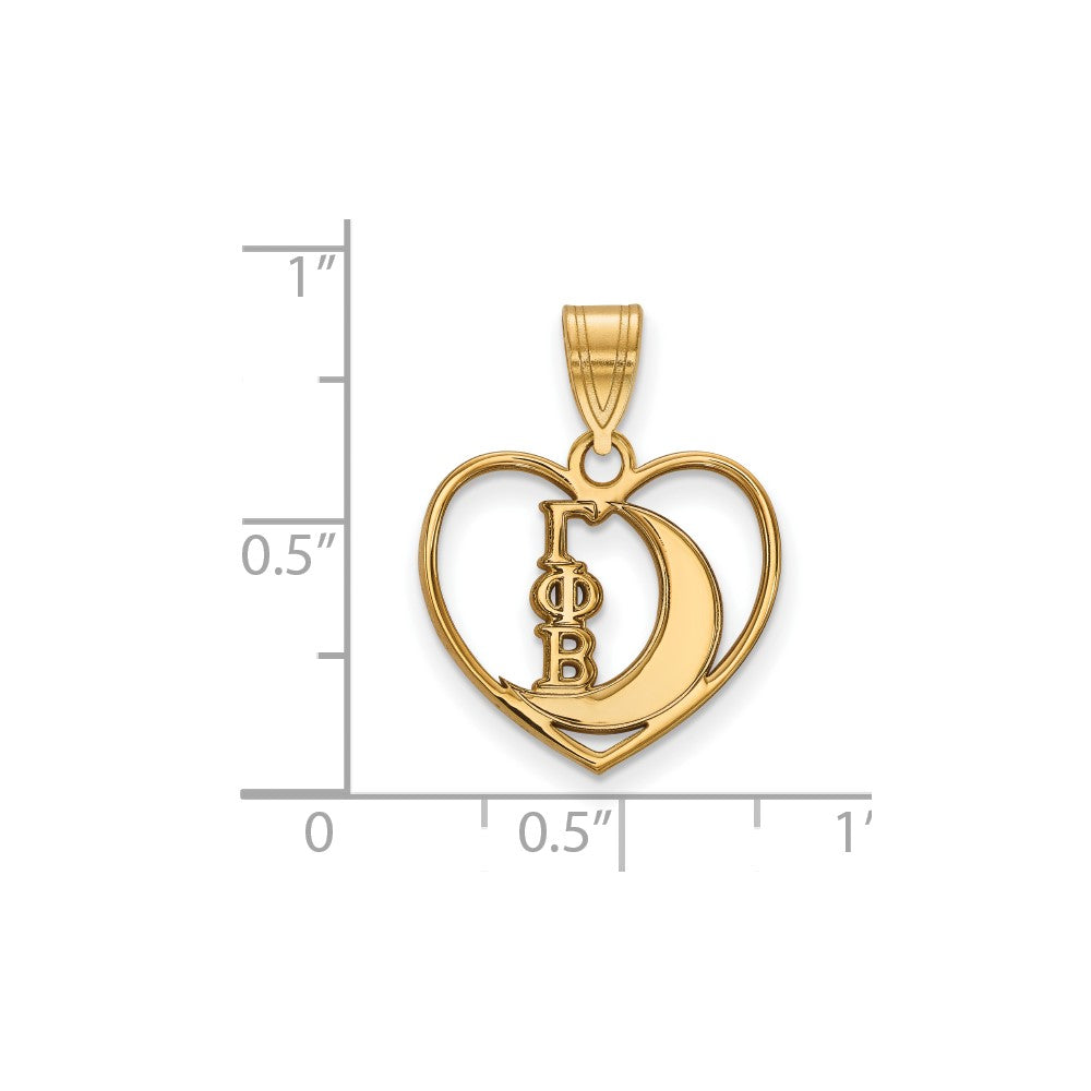 Vergoldet Sterlingsilber Logoart Gamma Phi Beta Sorority Symbol Herz Anhänger