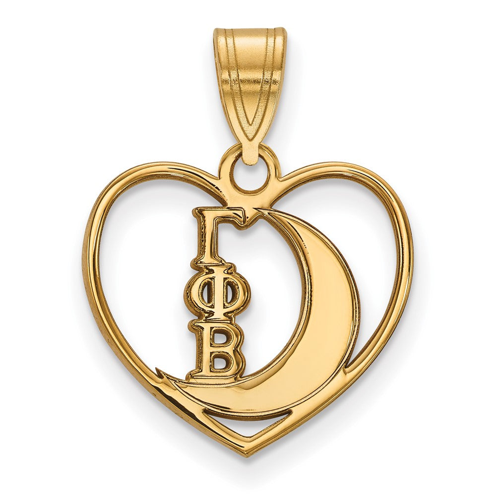 Vergoldet Sterlingsilber Logoart Gamma Phi Beta Sorority Symbol Herz Anhänger