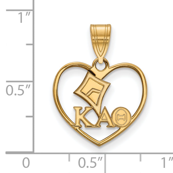 Vergoldet Sterlingsilber Logoart Kappa Alpha Theta Sorority Symbol Herz Anhänger