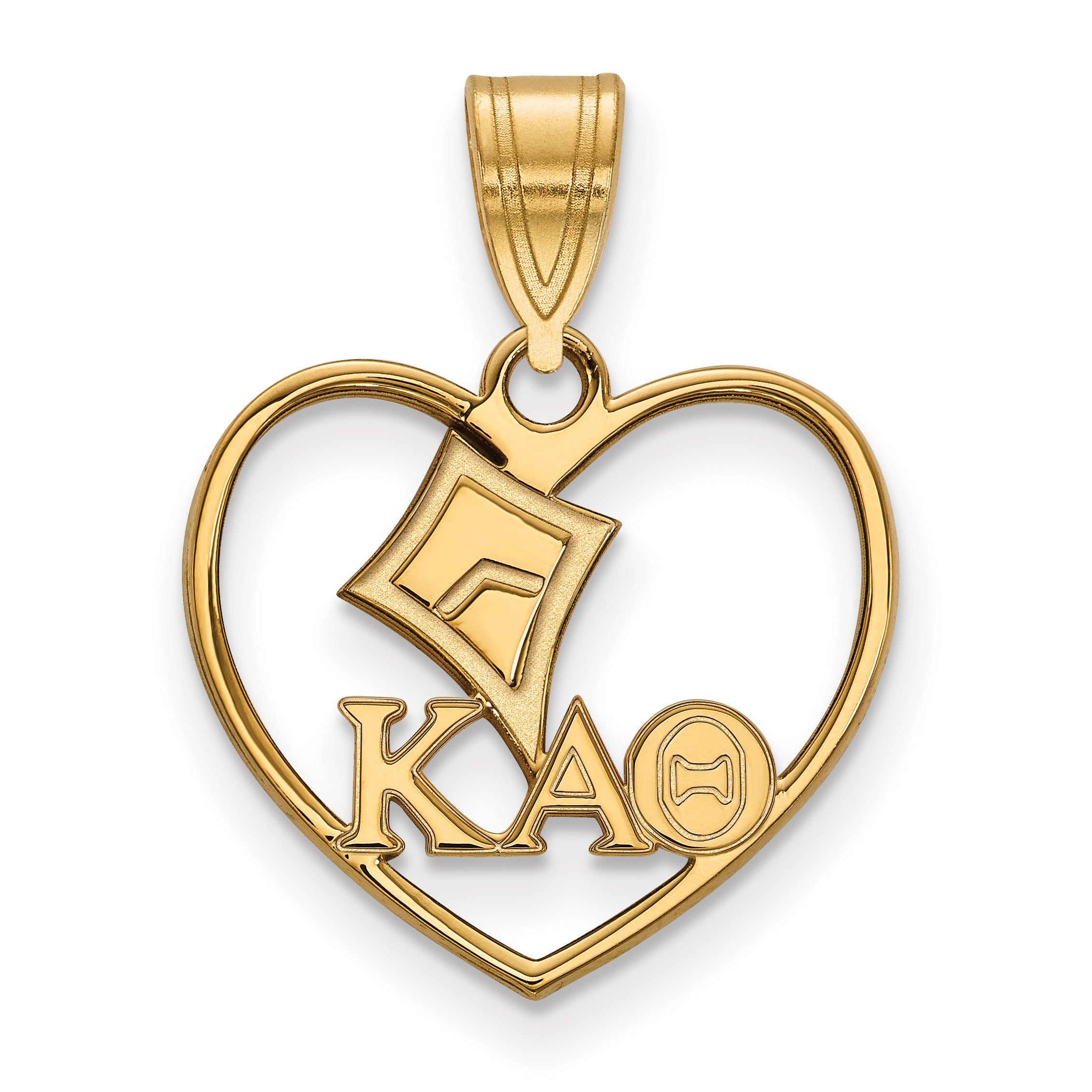 Vergoldet Sterlingsilber Logoart Kappa Alpha Theta Sorority Symbol Herz Anhänger