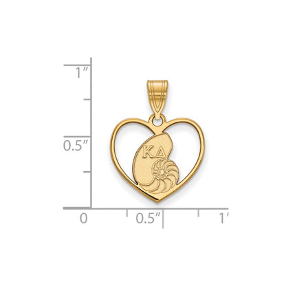 Vergoldet Sterlingsilber Logoart Kappa Delta Sorority Symbol Herz Anhänger