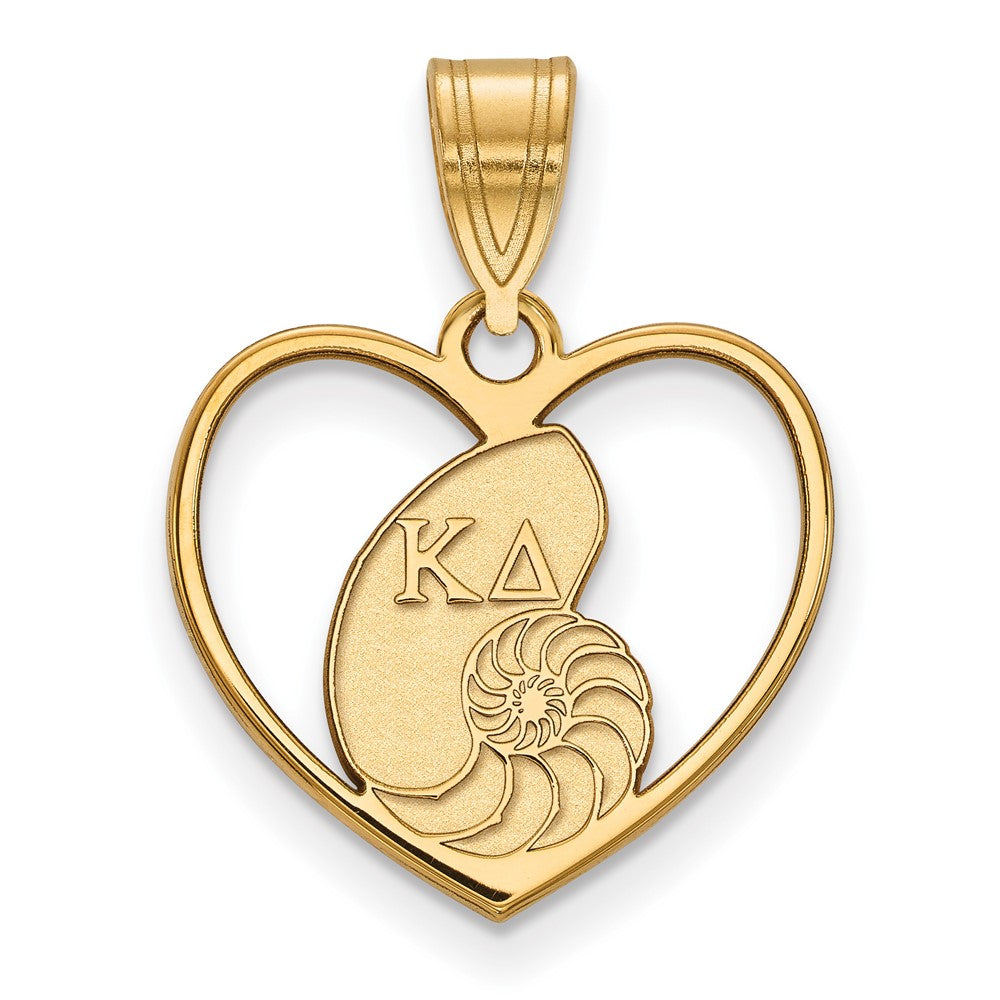 Vergoldet Sterlingsilber Logoart Kappa Delta Sorority Symbol Herz Anhänger