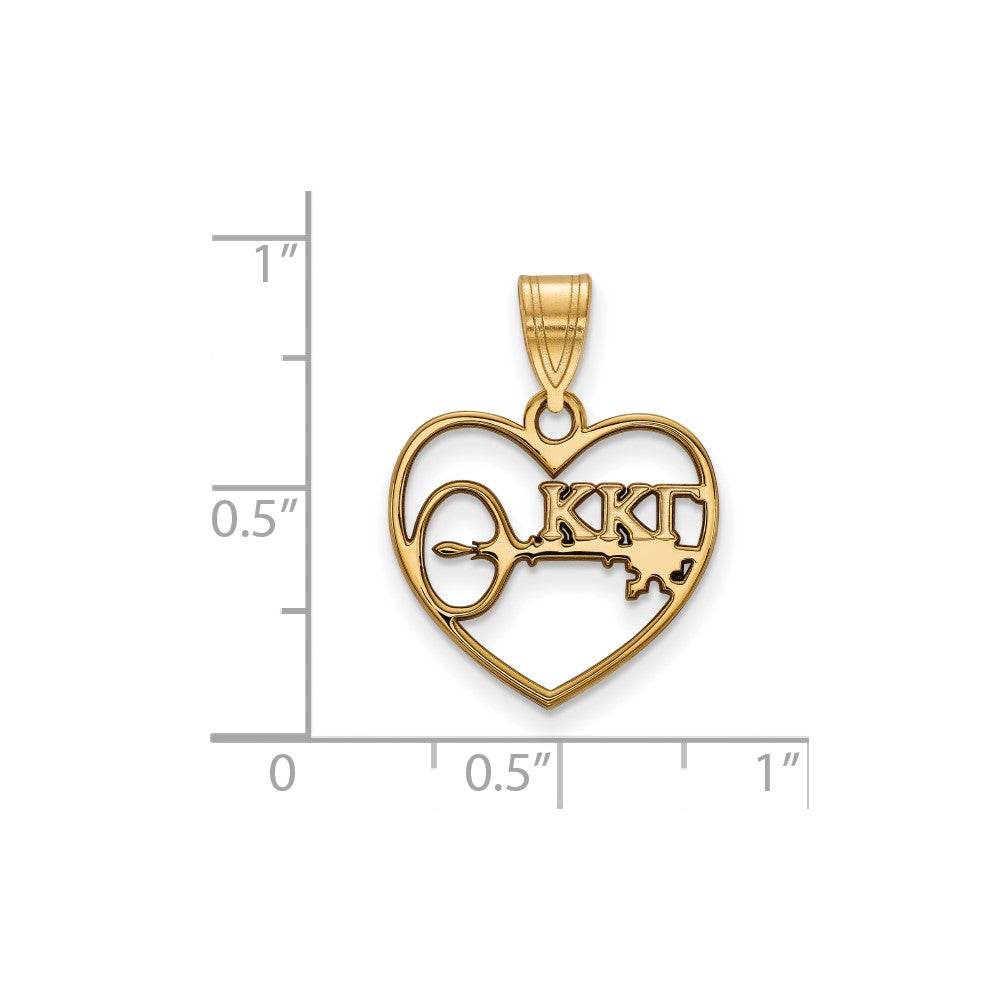 Vergoldet Sterlingsilber Logoart Kappa Gamma Sorority Symbol Herz Anhänger