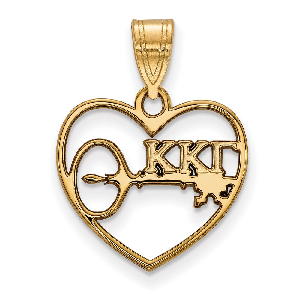 Vergoldet Sterlingsilber Logoart Kappa Gamma Sorority Symbol Herz Anhänger
