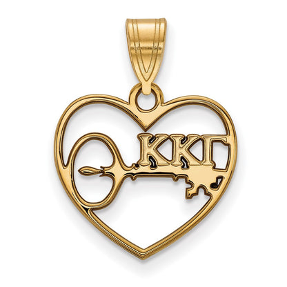 Vergoldet Sterlingsilber Logoart Kappa Gamma Sorority Symbol Herz Anhänger