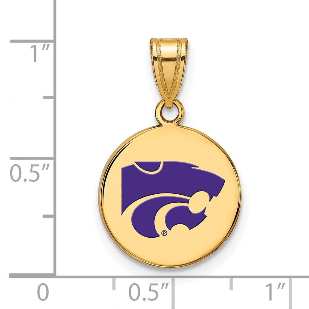 Vergoldet Sterlingsilber Logoart Kansas State U Mittel Emailliert Plättchen Anhänger
