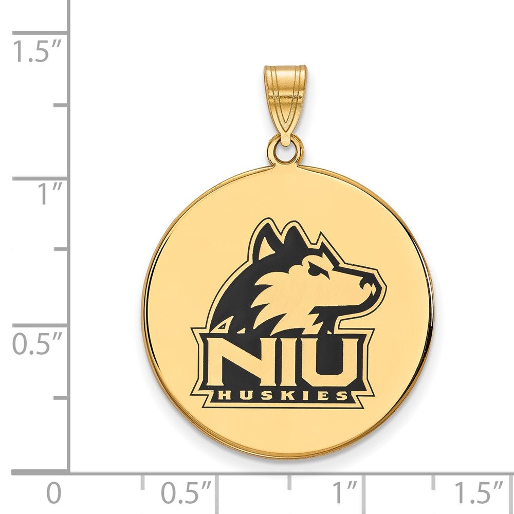 Vergoldet Sterlingsilber Logoart Northern Illinois University N I U Huskies Extra Groß Emailliert Plättchen Anhänger