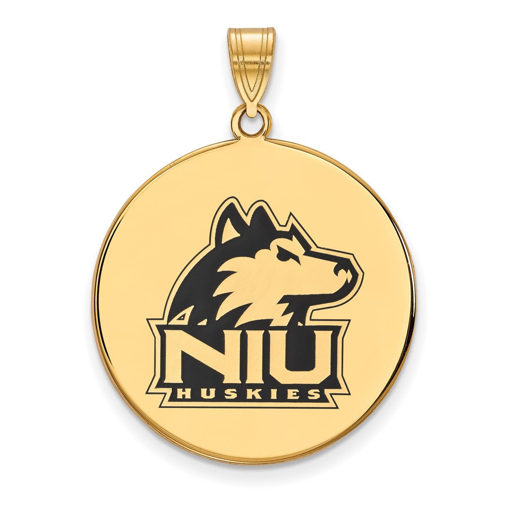 Vergoldet Sterlingsilber Logoart Northern Illinois University N I U Huskies Extra Groß Emailliert Plättchen Anhänger