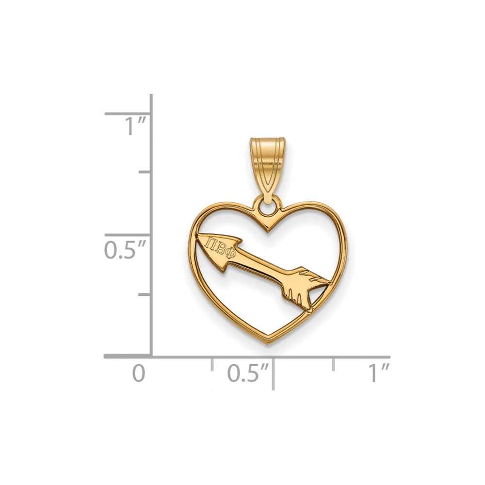 Vergoldet Sterlingsilber Logoart Pi Beta Phi Sorority Symbol Herz Anhänger