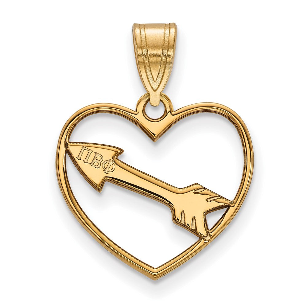 Vergoldet Sterlingsilber Logoart Pi Beta Phi Sorority Symbol Herz Anhänger