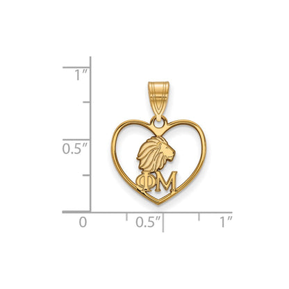 Vergoldet Sterlingsilber Logoart Phi Mu Sorority Symbol Herz Anhänger