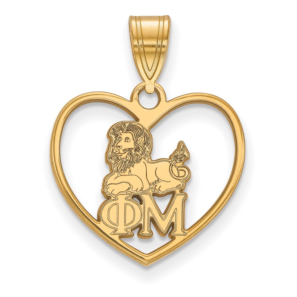 Vergoldet Sterlingsilber Logoart Phi Mu Sorority Symbol Herz Anhänger