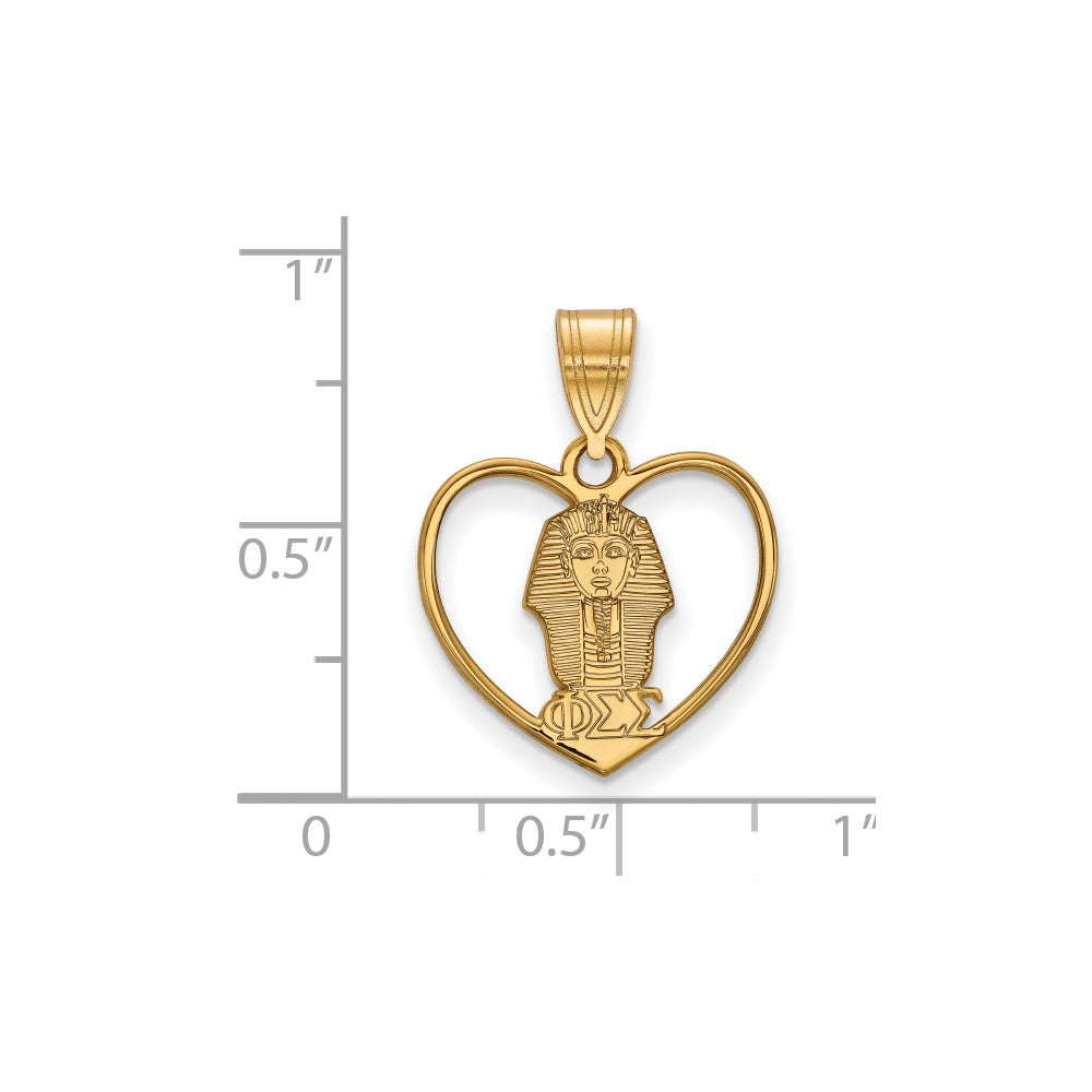 Vergoldet Sterlingsilber Logoart Phi Sigma Sorority Symbol Herz Anhänger