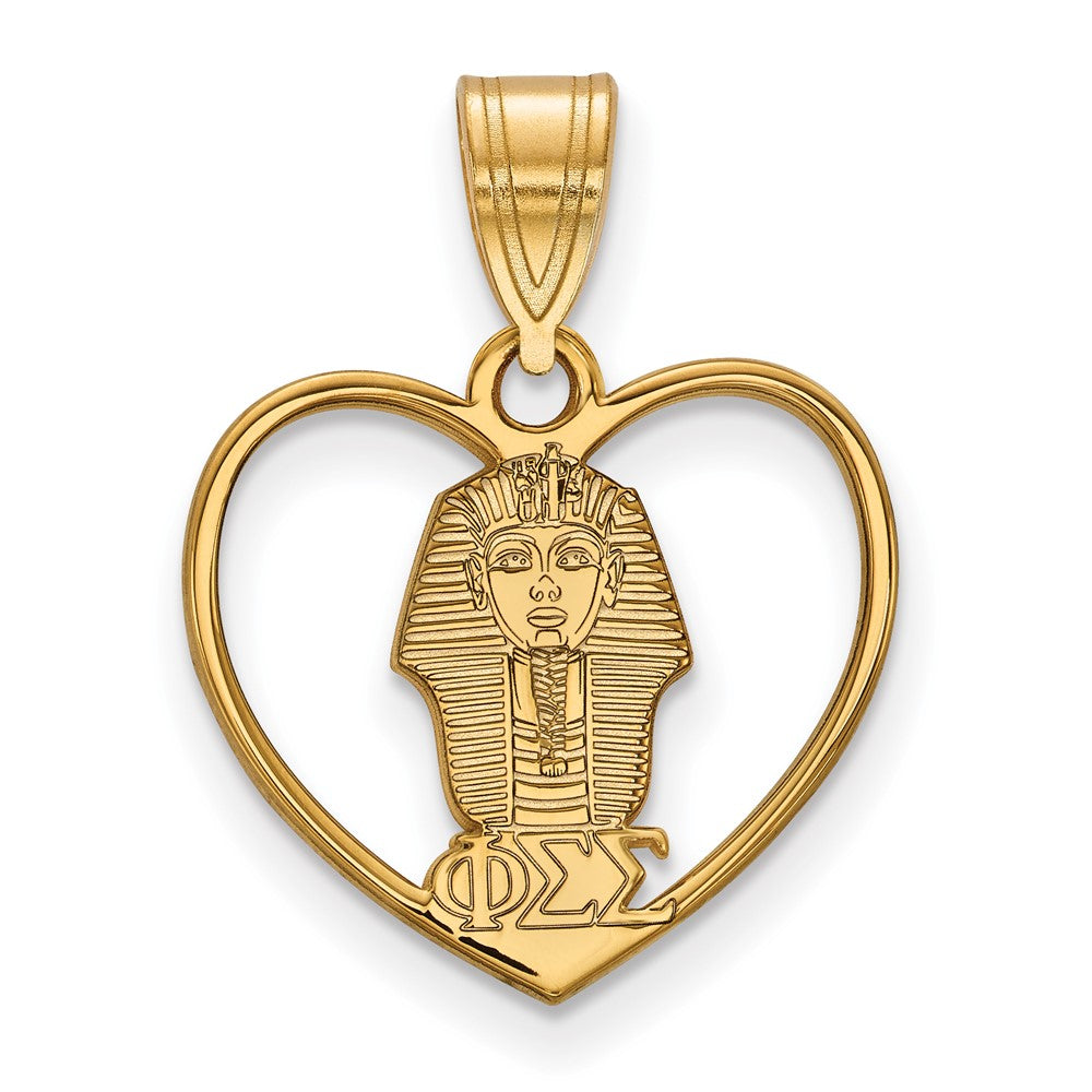 Vergoldet Sterlingsilber Logoart Phi Sigma Sorority Symbol Herz Anhänger