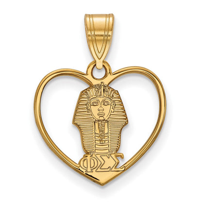 Vergoldet Sterlingsilber Logoart Phi Sigma Sorority Symbol Herz Anhänger
