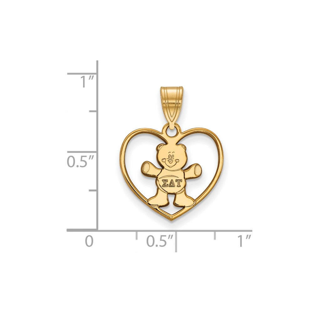 Vergoldet Sterlingsilber Logoart Sigma Delta Tau Sorority Symbol Herz Anhänger
