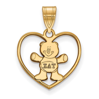 Vergoldet Sterlingsilber Logoart Sigma Delta Tau Sorority Symbol Herz Anhänger