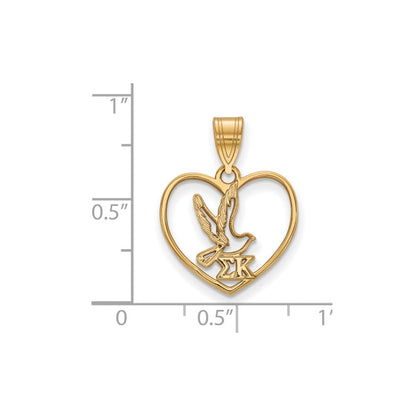 Vergoldet Sterlingsilber Logoart Sigma Kappa Sorority Symbol Herz Anhänger