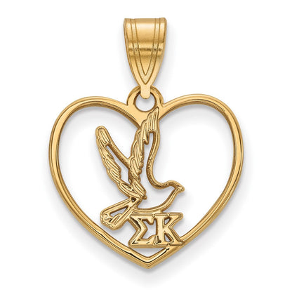 Vergoldet Sterlingsilber Logoart Sigma Kappa Sorority Symbol Herz Anhänger