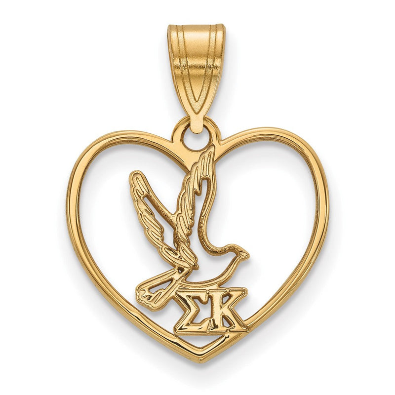 Vergoldet Sterlingsilber Logoart Sigma Kappa Sorority Symbol Herz Anhänger