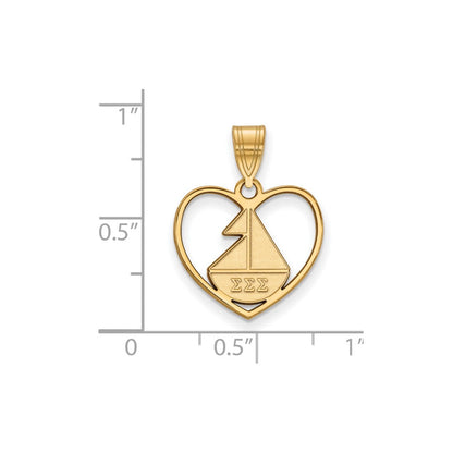 Vergoldet Sterlingsilber Logoart Sigma Sorority Symbol Herz Anhänger