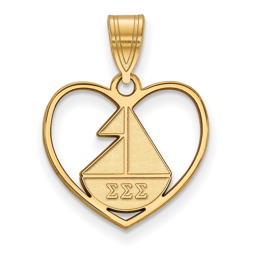 Vergoldet Sterlingsilber Logoart Sigma Sorority Symbol Herz Anhänger