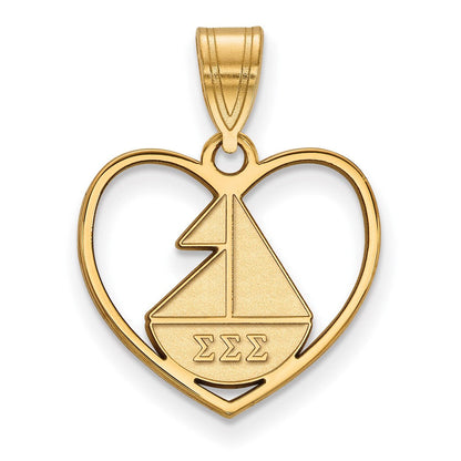 Vergoldet Sterlingsilber Logoart Sigma Sorority Symbol Herz Anhänger