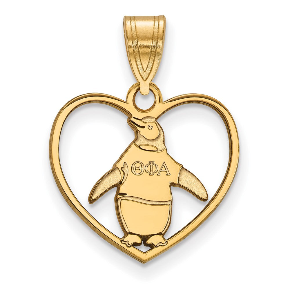 Vergoldet Sterlingsilber Logoart Theta Phi Alpha Sorority Symbol Herz Anhänger