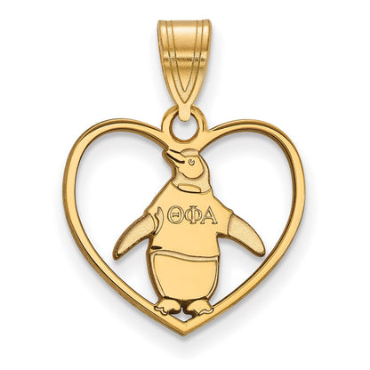 Vergoldet Sterlingsilber Logoart Theta Phi Alpha Sorority Symbol Herz Anhänger